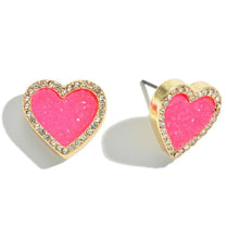 Load image into Gallery viewer, Heart Druzy Studs